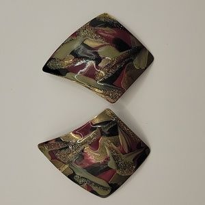 Enamel pierced earrings 70s